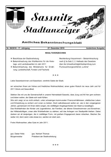 Nr. 08/2010 - 17. Jahrgang 27. Dezember 2010 ... - Sassnitz