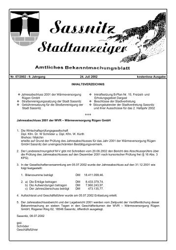 Stadtanzeiger Nr. 07/2002 - Sassnitz