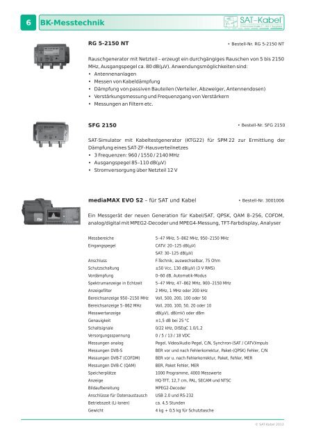 BK-Katalog Messtechnik 2013 - SAT-Kabel GmbH