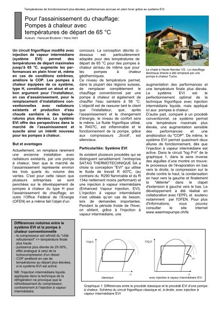 Pour l'assainissement du chauffage: Pompes Ã  chaleur ... - SATAG