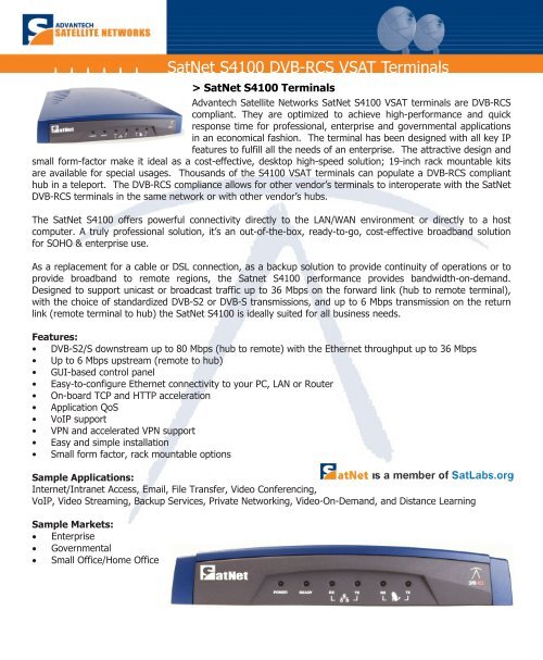 S4100 Desktop Unit Terminal Data Sheet [PDF ... - Satcom Services