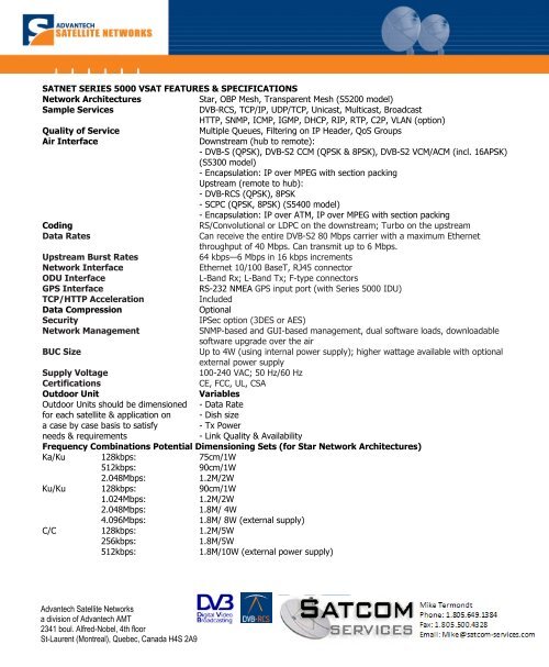 5200-S5300 Mesh Terminal and VCM/ACM ... - Satcom Services