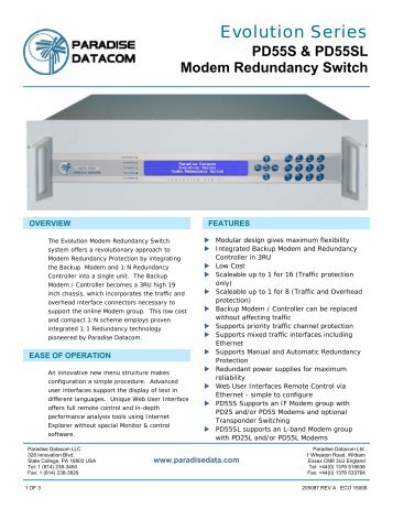 PD55S & PD55SL Modem Redundancy Switch - Satcom Services