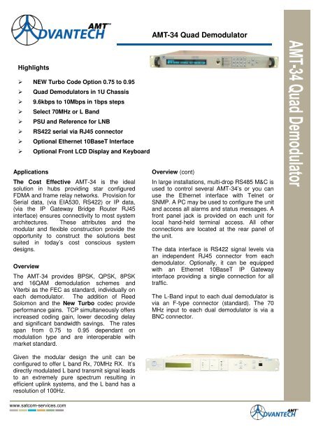 AMT-34 Quad Demodulator - Satcom Services