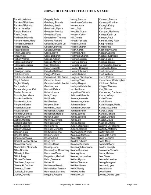 2009-2010 Tenured Teachers - BoardDocs