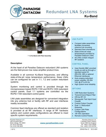 Ku-Band LNA Redundant Plate - Satcom Services