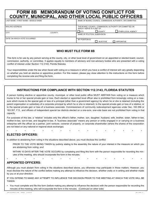 Form 8B - Florida Commission on Ethics