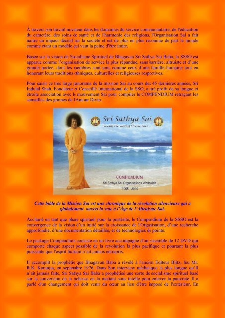 2010 Compendium. - Organisation Sri Sathya Sai France