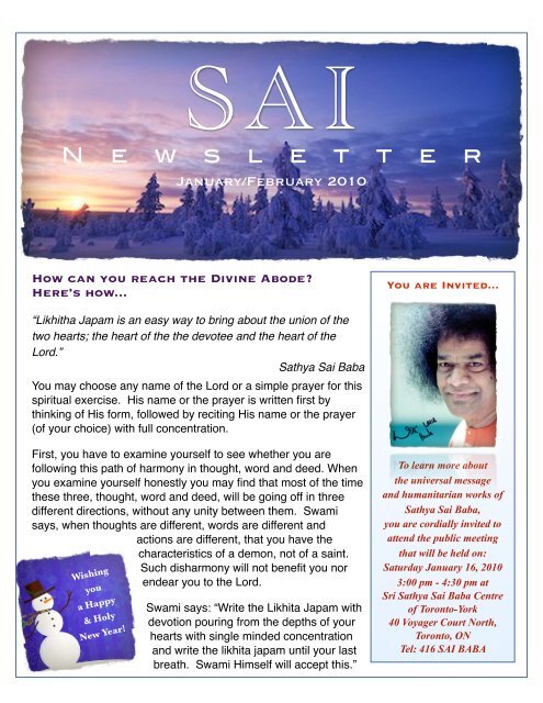 Sai Newsletter Jan:Feb 2010 - The Sri Sathya Sai Baba Centre of ...