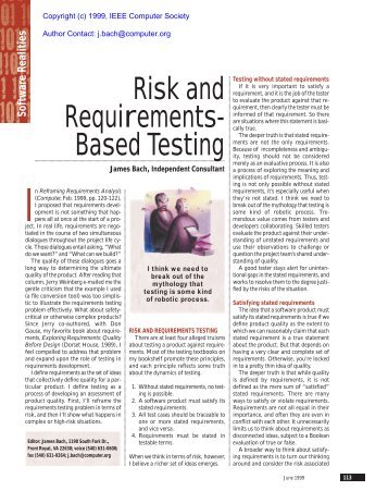 Risk and Requirements- Based Testing - Damian Brunold