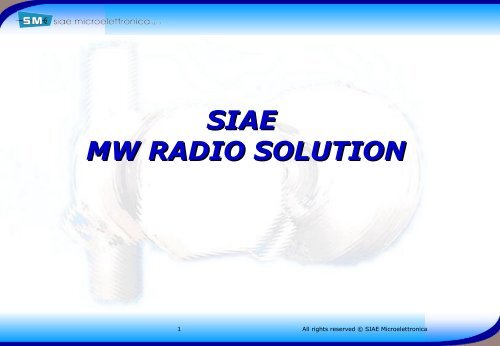 siae mw radio solution - Sat-Trakt Telecommunications