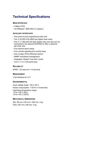 Digital Radio Relay System Features Description - Sat-Trakt ...