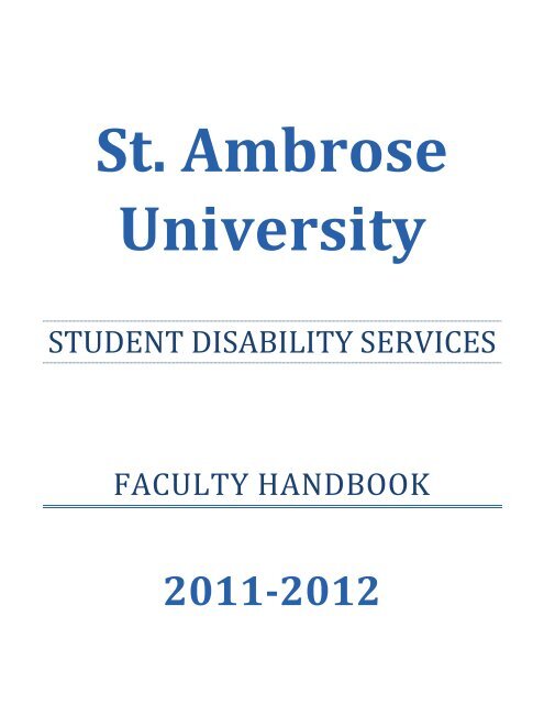 student disability services faculty handbook - St. Ambrose University