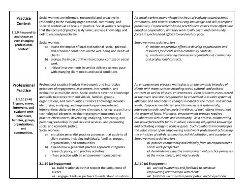 Practice Behaviors and Competency Outcomes for School of Social ...