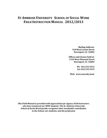 st ambrose university school of social work field instruction manual ...