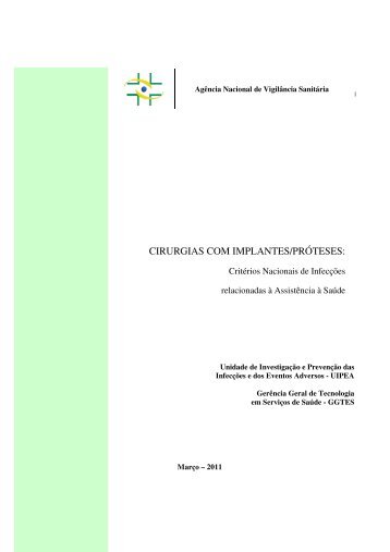 CIRURGIAS COM IMPLANTES/PRÃTESES: - Anvisa