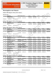 2. ADAC Sauerland - Bergpreis Historic Rennergebnis nach Klassen