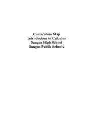 Intro to Calculus Curriculum Map CCSS - Saugus Public Schools