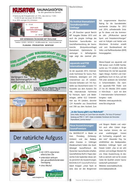 Ausgabe 3/2013 - Deutscher Sauna-Bund e.V.