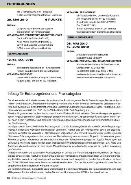 Schleswig-Holsteinisches Ärzteblatt 4/2010  - Ärztekammer ...