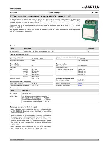 nova260, convertisseur de signal Ni200/Ni1000 en 0...10 V