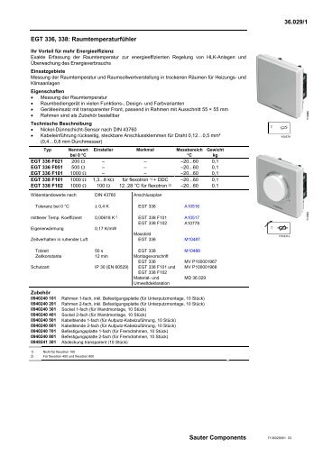 EGT 336...338: RaumtemperaturfÃ¼hler - sauter-controls.com sauter ...