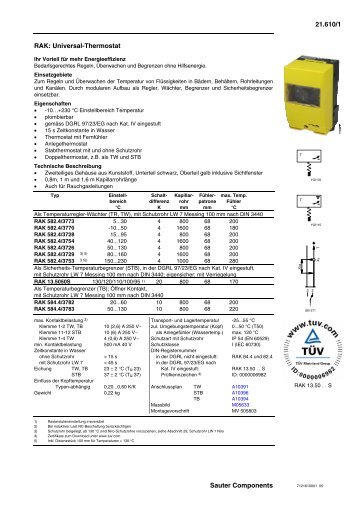 21.610/1 Sauter Components RAK: Universal-Thermostat