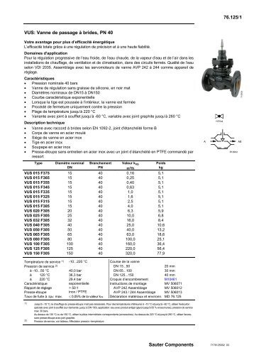 VUS: Vanne de passage Ã  brides, PN 40 - sauter-controls.com ...