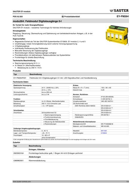 EY-FM264 modu264 - Sauter Building Control Schweiz AG