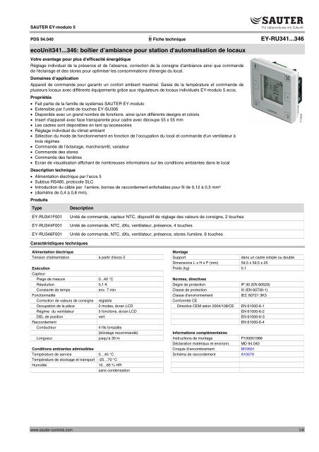 EY-RU341...346 ecoUnit341...346 - sauter-controls.com sauter ...