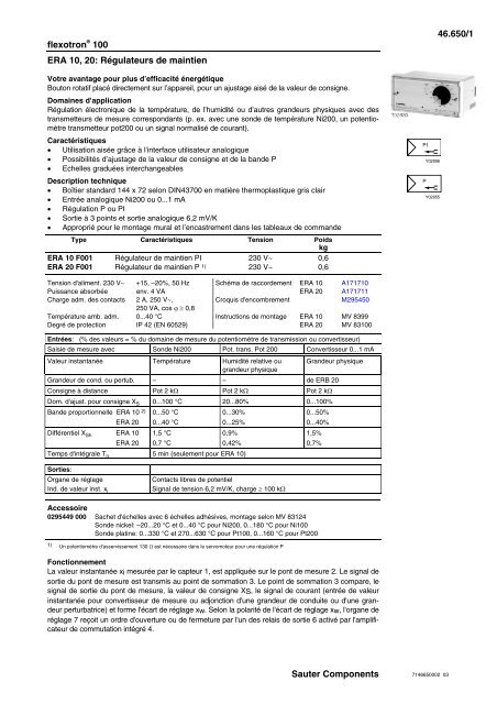 ERA 10, 20: RÃ©gulateurs de maintien - sauter-controls.com sauter ...