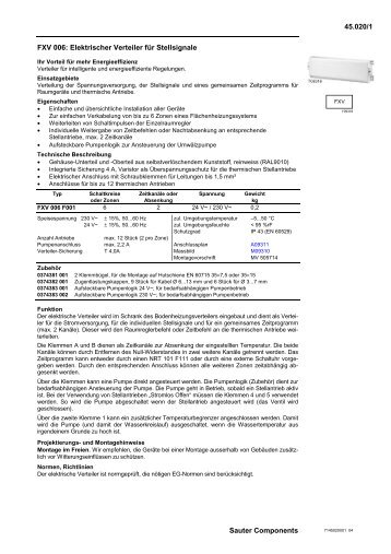 45.020/1 Sauter Components FXV 006: Elektrischer Verteiler fÃ¼r ...