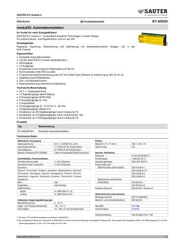 Automationsstation - Sauter Building Control Schweiz AG