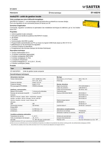 EY-AS210 modu210 - unitÃ© de gestion locale - Sauter Building ...