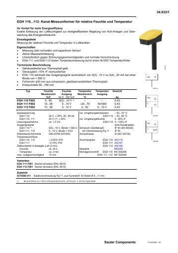 Kanal-Messumformer für relative Feuchte und ... - SAUTER AG