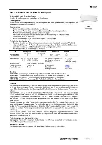 FXV 006: Elektrischer Verteiler für Stellsignale - sauter-controls.com ...