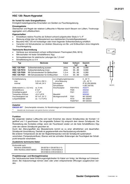 HSC 120 - sauter-controls.com sauter-controls.com