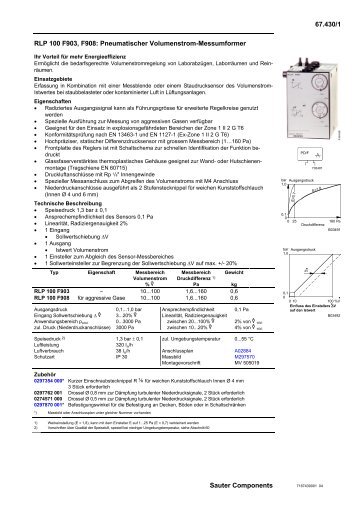 RLP 100 F903, F908: Pneumatischer Volumenstrom-Messumformer