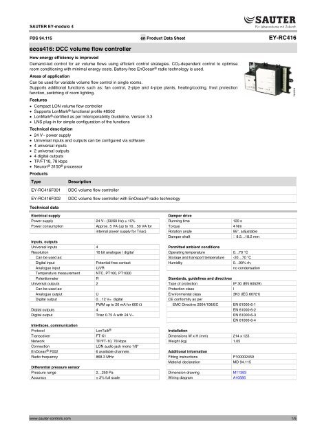 EY-RC416, ecos416: DCC volume flow controller (7194115003)