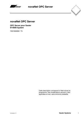 novaNet OPC Server (7001063002 T3) - sauter-controls.com sauter ...