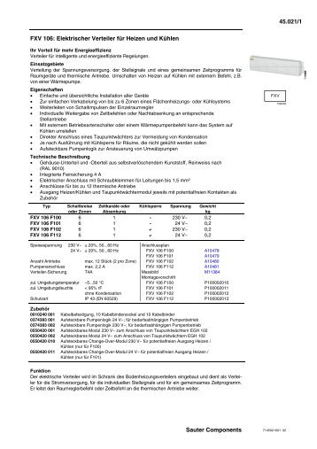 Elektrischer Verteiler für Heizen Kühlen - Sauter Building Control ...