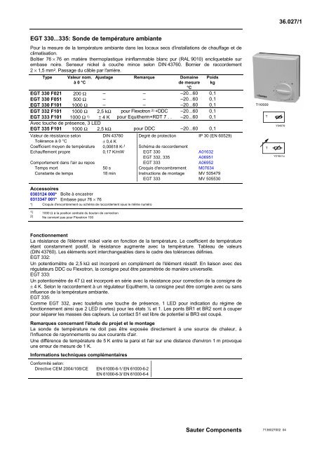Temperature sensor BRANDT, SAUTER, DE DIETRICH, SCHNEIDER AS0053982