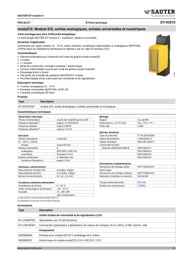 EY-IO572 modu572: Module E/S, sorties analogiques ... - sauter