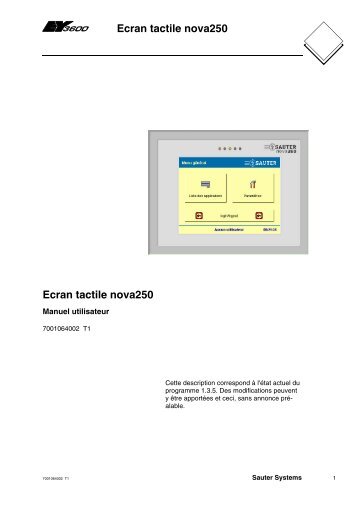 Ecran tactile nova250 - sauter-controls.com sauter-controls.com