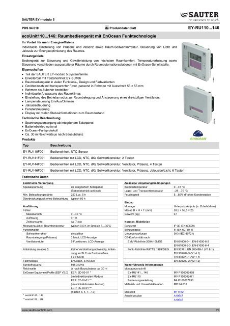 EY-RU110...146 ecoUnit110...146 - Sauter Building Control Schweiz ...