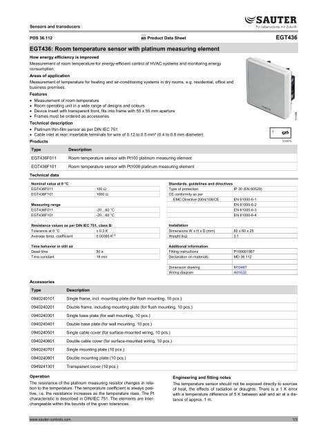 Room temperature sensor with platinum measuring element