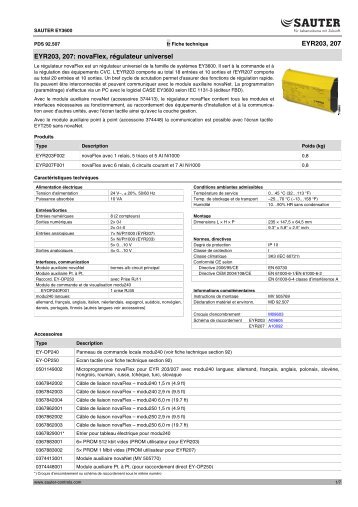 EYR 203, 207: moduFlex, novaFlex - Régulateur universel - sauter