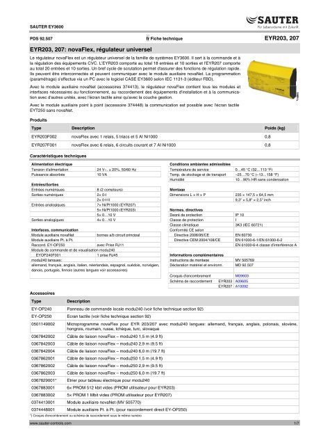 Sauter EYR203F001 EYR 203 Régulateur universel moduFlex