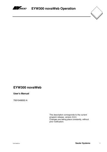 EYW300 novaWeb: Operation (7001049003) - sauter-controls.com ...