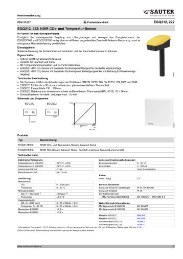 EGQ212, 222 EGQ212, 222: NDIR CO2- und Temperatur-Sensor